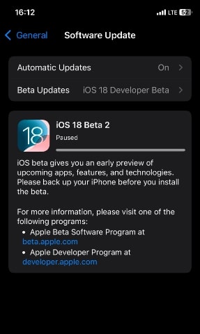 ios18ベータ・アップデートが一時停止